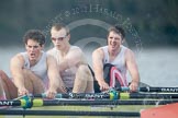 The Boat Race season 2012 - fixture CUBC vs Leander: The Leander Club Eight:  Will Gray, Sam Whittaker, and bow Oliver Holt.
River Thames between Putney and Molesey,
London,
Greater London,
United Kingdom,
on 10 March 2012 at 14:15, image #113