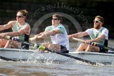 The Boat Race season 2012 - fixture CUBC vs Leander: CUBC Blue Boat: Mike Thorp, David Nelson, and bow Moritz Schramm..
River Thames between Putney and Molesey,
London,
Greater London,
United Kingdom,
on 10 March 2012 at 14:17, image #133