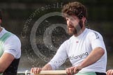 The Boat Race season 2012 - fixture CUBC vs Leander: CUBC Blue Boat: Close-up of Steve Dudek..
River Thames between Putney and Molesey,
London,
Greater London,
United Kingdom,
on 10 March 2012 at 14:18, image #136