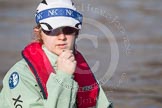 The Boat Race season 2012 - fixture CUBC vs Leander: Close-up of the CUBC Goldie cox Sarah Smart..
River Thames between Putney and Molesey,
London,
Greater London,
United Kingdom,
on 10 March 2012 at 14:52, image #158