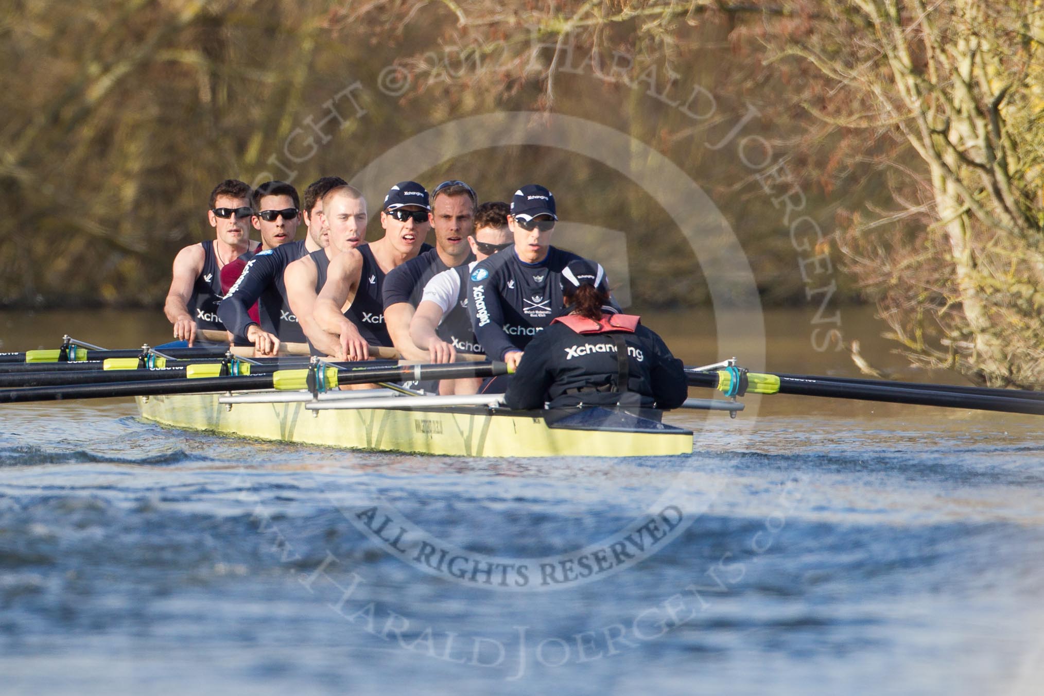 The Boat Race season 2012 - OUBC training: Bow Dr. Alexander Woods, 2 William Zeng, 3 Kevin Baum, 4 Alexander Davidson, 5 Karl Hudspith, 6 Dr. Hanno Wienhausen, 7 Dan Harvey, stroke Roel Haen, and cox Zoe de Toledo..


Oxfordshire,
United Kingdom,
on 20 March 2012 at 15:54, image #57
