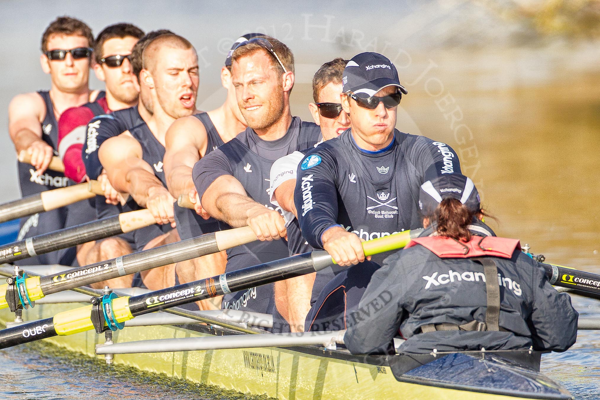The Boat Race season 2012 - OUBC training: Bow Dr. Alexander Woods, 2 William Zeng, 3 Kevin Baum, 4 Alexander Davidson, 5 Karl Hudspith, 6 Dr. Hanno Wienhausen, 7 Dan Harvey, stroke Roel Haen, and cox Zoe de Toledo..


Oxfordshire,
United Kingdom,
on 20 March 2012 at 15:55, image #61