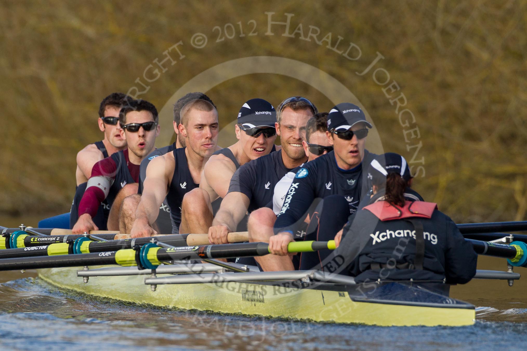 The Boat Race season 2012 - OUBC training: Bow Dr. Alexander Woods, 2 William Zeng, 3 Kevin Baum, 4 Alexander Davidson, 5 Karl Hudspith, 6 Dr. Hanno Wienhausen, 7 Dan Harvey, stroke Roel Haen, and cox Zoe de Toledo..


Oxfordshire,
United Kingdom,
on 20 March 2012 at 15:59, image #70