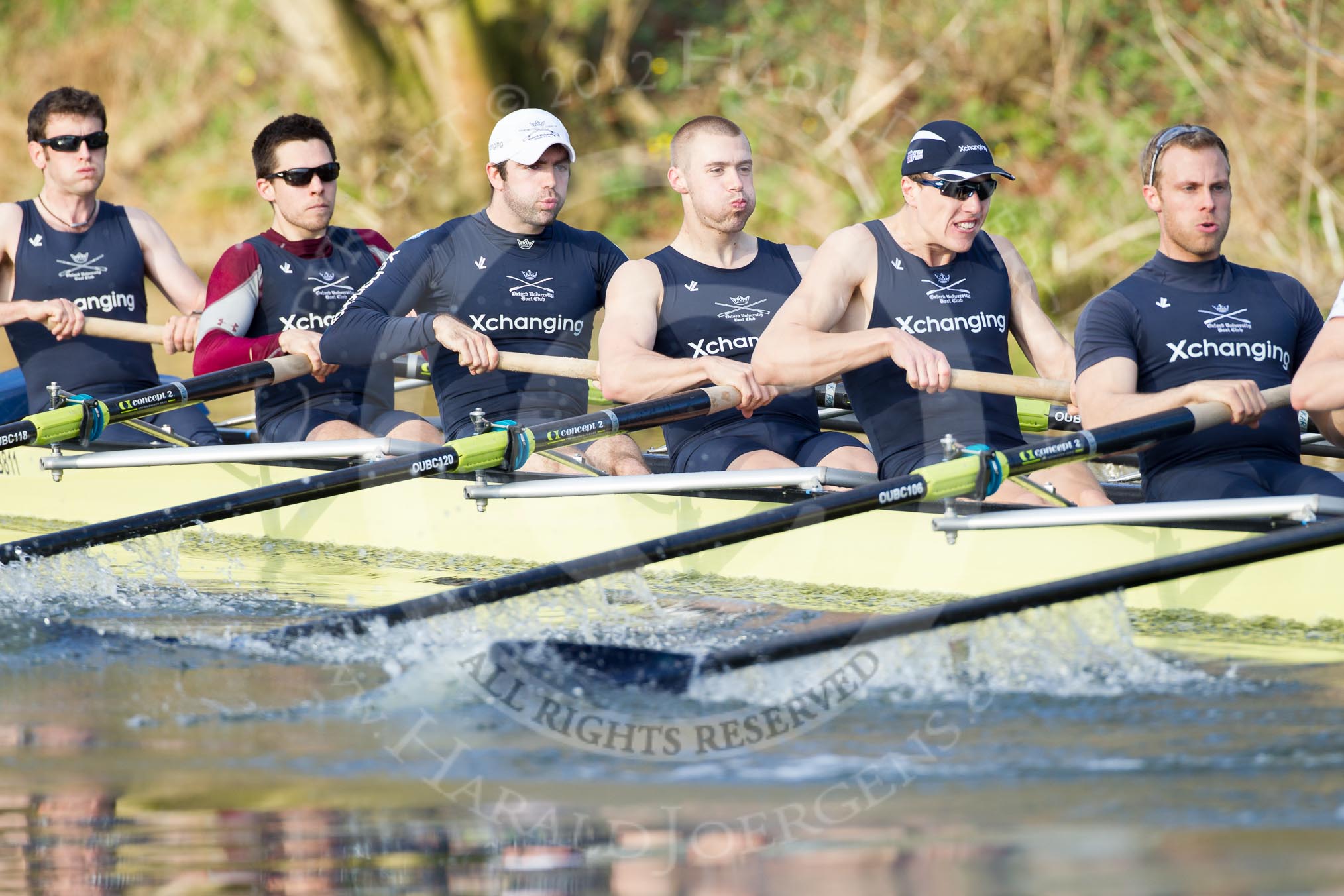 The Boat Race season 2012 - OUBC training: Bow Dr. Alexander Woods, 2 William Zeng, 3 Kevin Baum, 4 Alexander Davidson, 5 Karl Hudspith, and 6 Dr. Hanno Wienhausen..


Oxfordshire,
United Kingdom,
on 20 March 2012 at 16:05, image #90