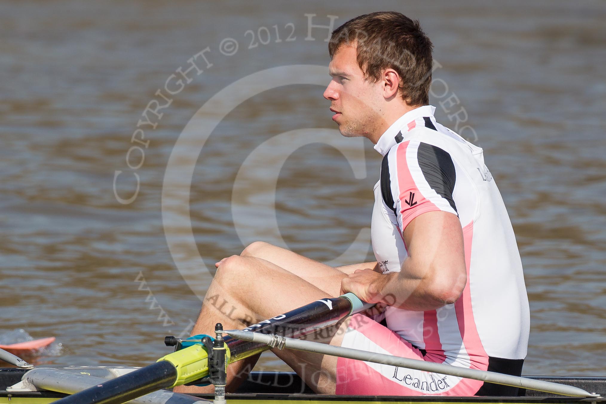 The Boat Race season 2012 - fixture OUBC vs Leander: The Leander Club crew racing OUBC Blue Boat - bow Nathan Hillyer, Double quarter finallist, Henley Royal Regatta..




on 24 March 2012 at 13:49, image #54