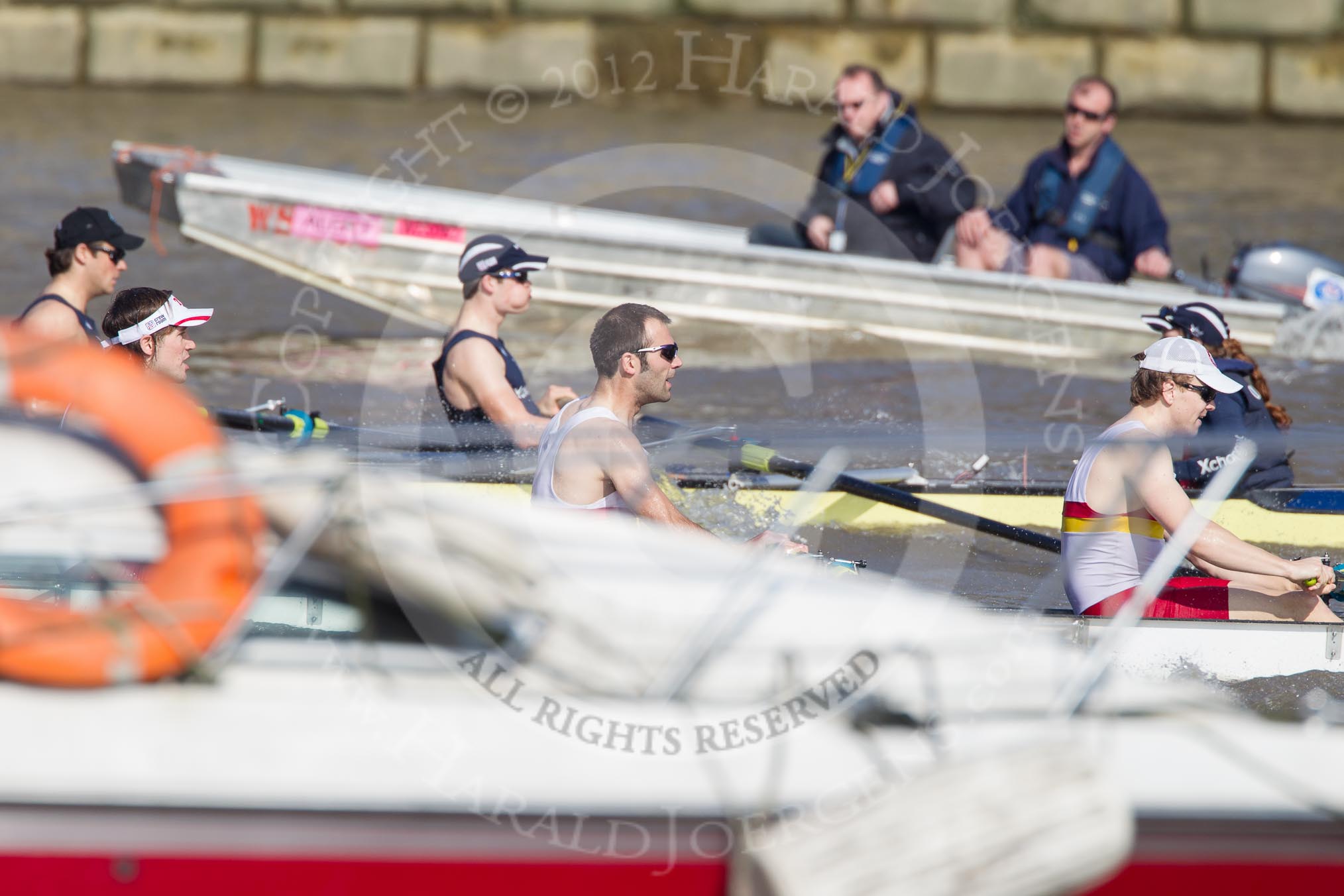 The Boat Race season 2012 - fixture OUBC vs Leander: Tideway Scullers to-be-named 3-seat, to-be-named and to-be-named, in the OUBC Isis boat 7 Justin Webb, stroke Tom Watson, and cox Catherine Apfelbaum..




on 24 March 2012 at 14:01, image #71