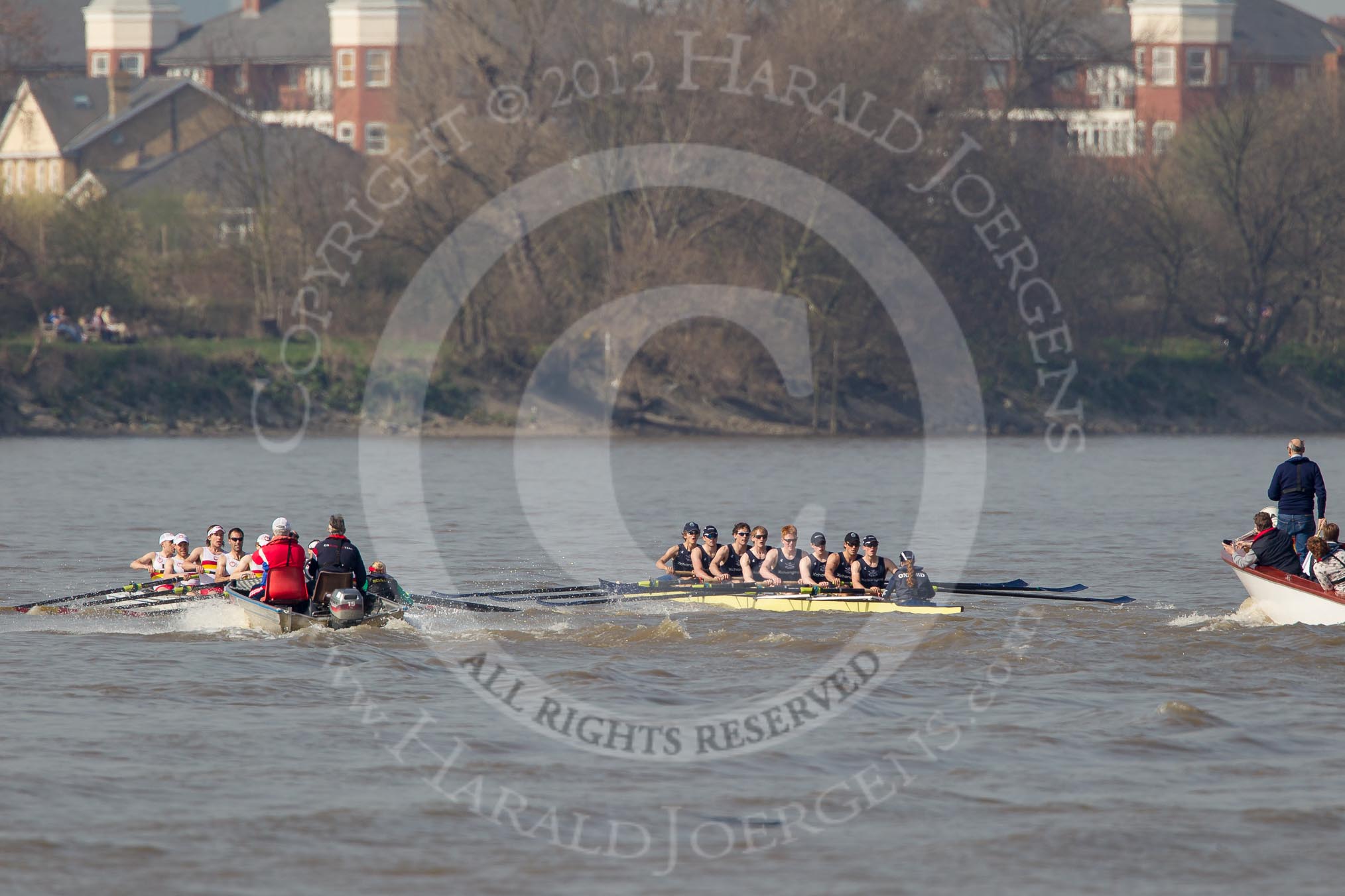 The Boat Race season 2012 - fixture OUBC vs Leander: The all-to-be-named Tideway Scullers squad against OUBC's Isis, hbow Tom Hilton, Chris Fairweather, Julian Bubb-Humfryes, Ben Snodin, Joe Dawson, Geordie Macleod, Justin Webb, stroke Tom Watson, and cox Katherine Apfelbaum..




on 24 March 2012 at 14:01, image #83