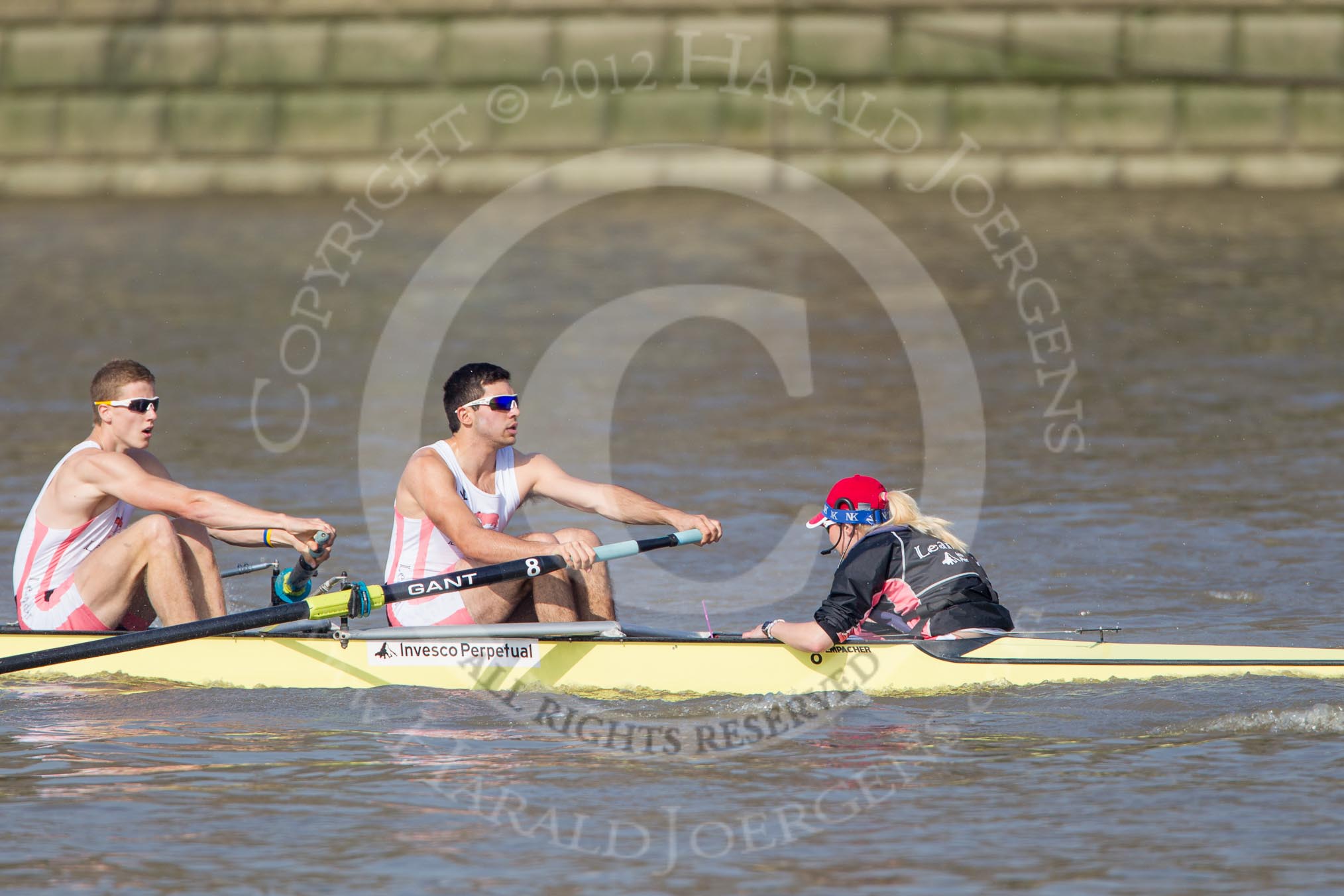 The Boat Race season 2012 - fixture OUBC vs Leander: Leander Club racing the OUBC Blue Boat - here Cameron MacRitchie, stroke Vasillis Ragoussis, and cox Katie Klavenes..




on 24 March 2012 at 14:29, image #113