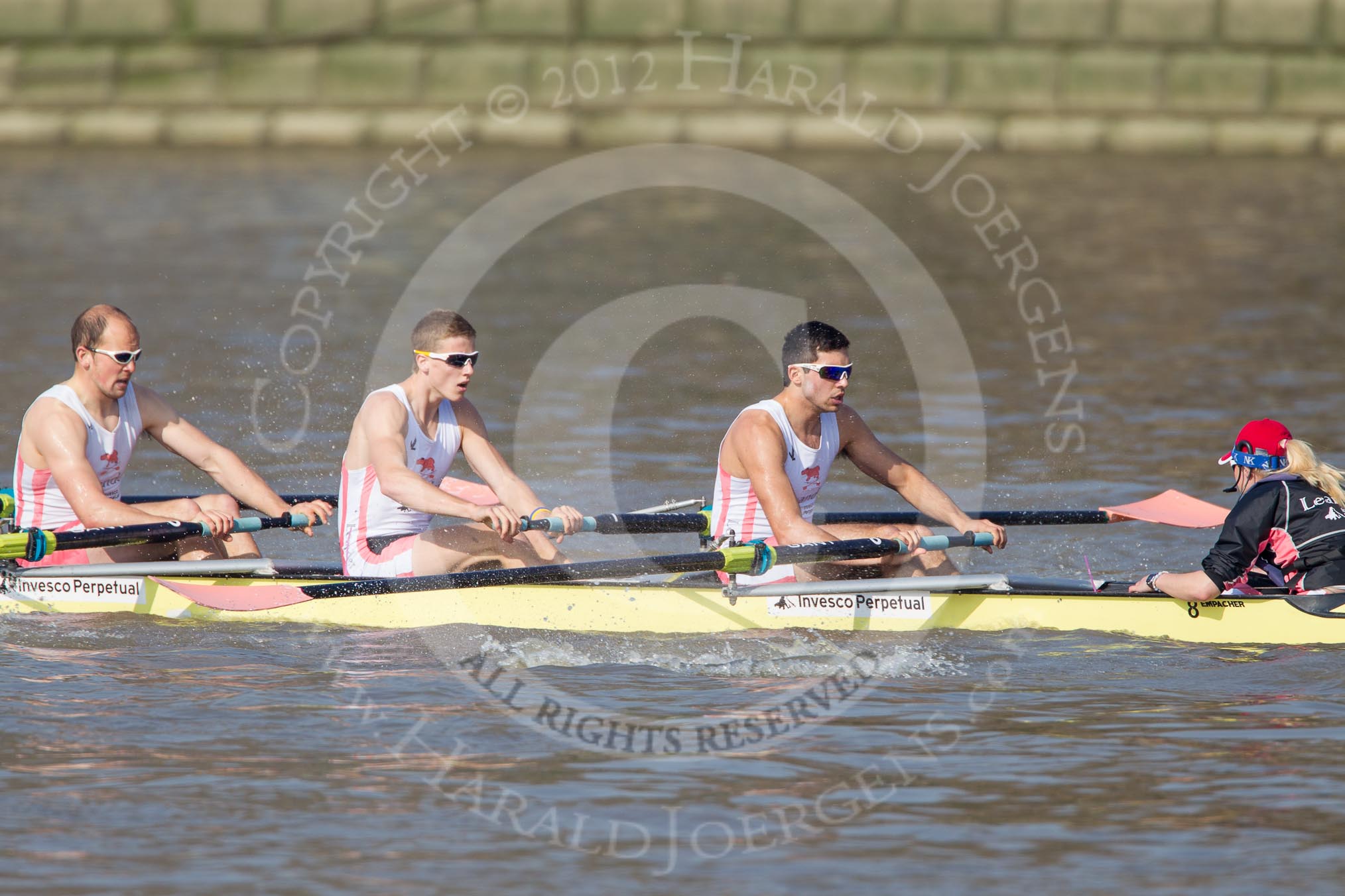 The Boat Race season 2012 - fixture OUBC vs Leander: Leander Club racing the OUBC Blue Boat - John Clay, Cameron MacRitchie, stroke Vasillis Ragoussis, and cox Katie Klavenes..




on 24 March 2012 at 14:29, image #114