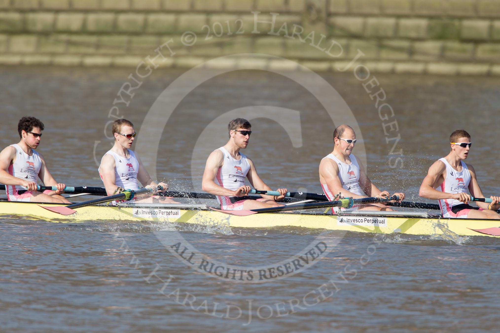 The Boat Race season 2012 - fixture OUBC vs Leander: Leander Club racing the OUBC Blue Boat - Chris Friend, Will Gray, Sam Whittaker, Tom Clark, John Clay, and Cameron MacRitchie..




on 24 March 2012 at 14:29, image #115