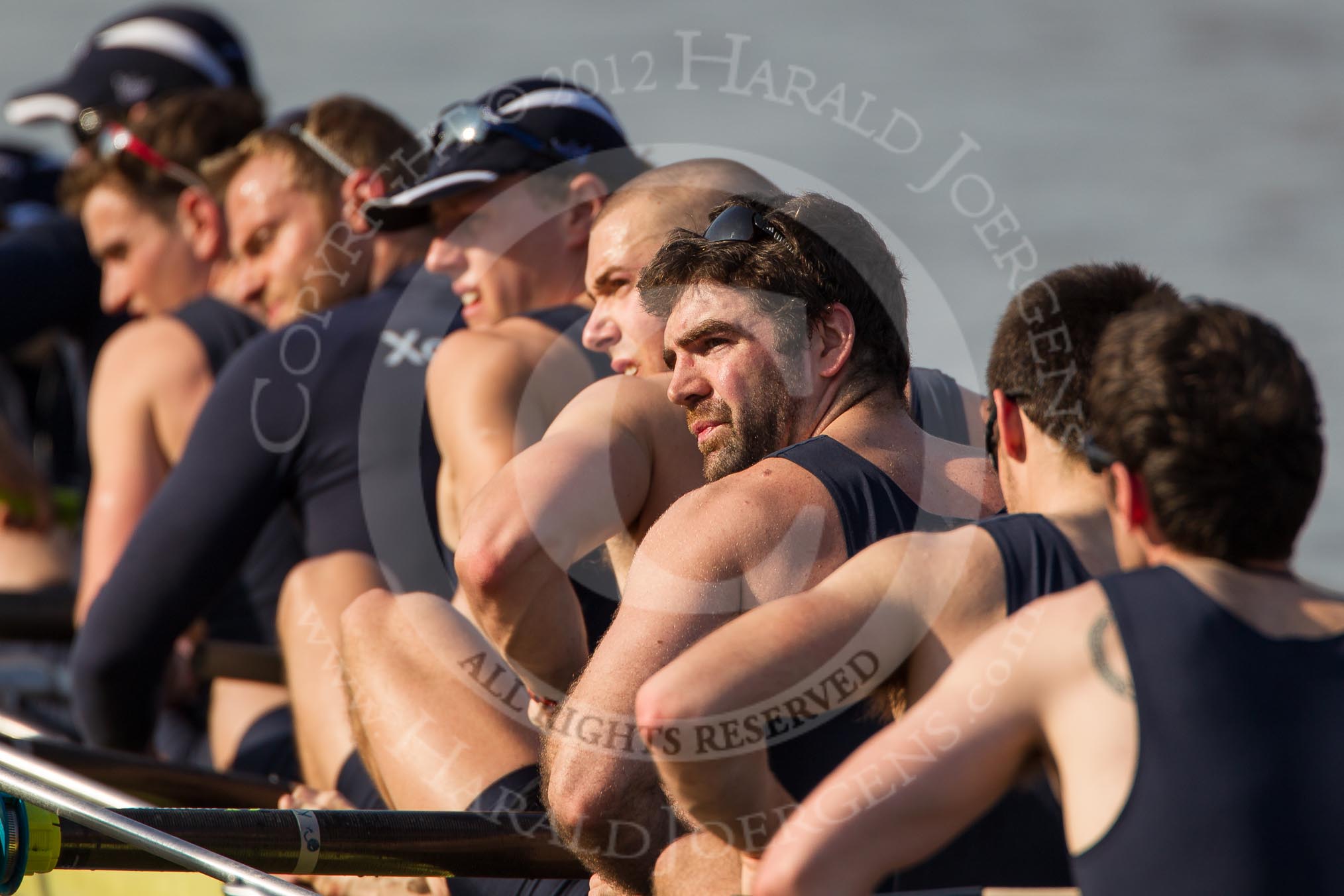 The Boat Race season 2012 - fixture OUBC vs Leander: The OUBC Blue Boat squad returning from their fixture against Leander. cox Zoe de Toledo, stroke Roel Haen, 7 Dan Harvey, 6 Dr. Hanno Wienhausen, 5 Karl Hudspith, 4 Alexander Davidson, 3 Kevin Baum, 2 William Zeng, bow Dr. Alexander Woods, in focus 3 seat Kevin Baum..




on 24 March 2012 at 15:06, image #159