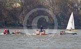 The Boat Race season 2012 - fixture OUBC vs Leander: Tideway Scullers, on the left, racing OUBC's Isis team, behind umpire Boris Rankov..




on 24 March 2012 at 14:02, image #87