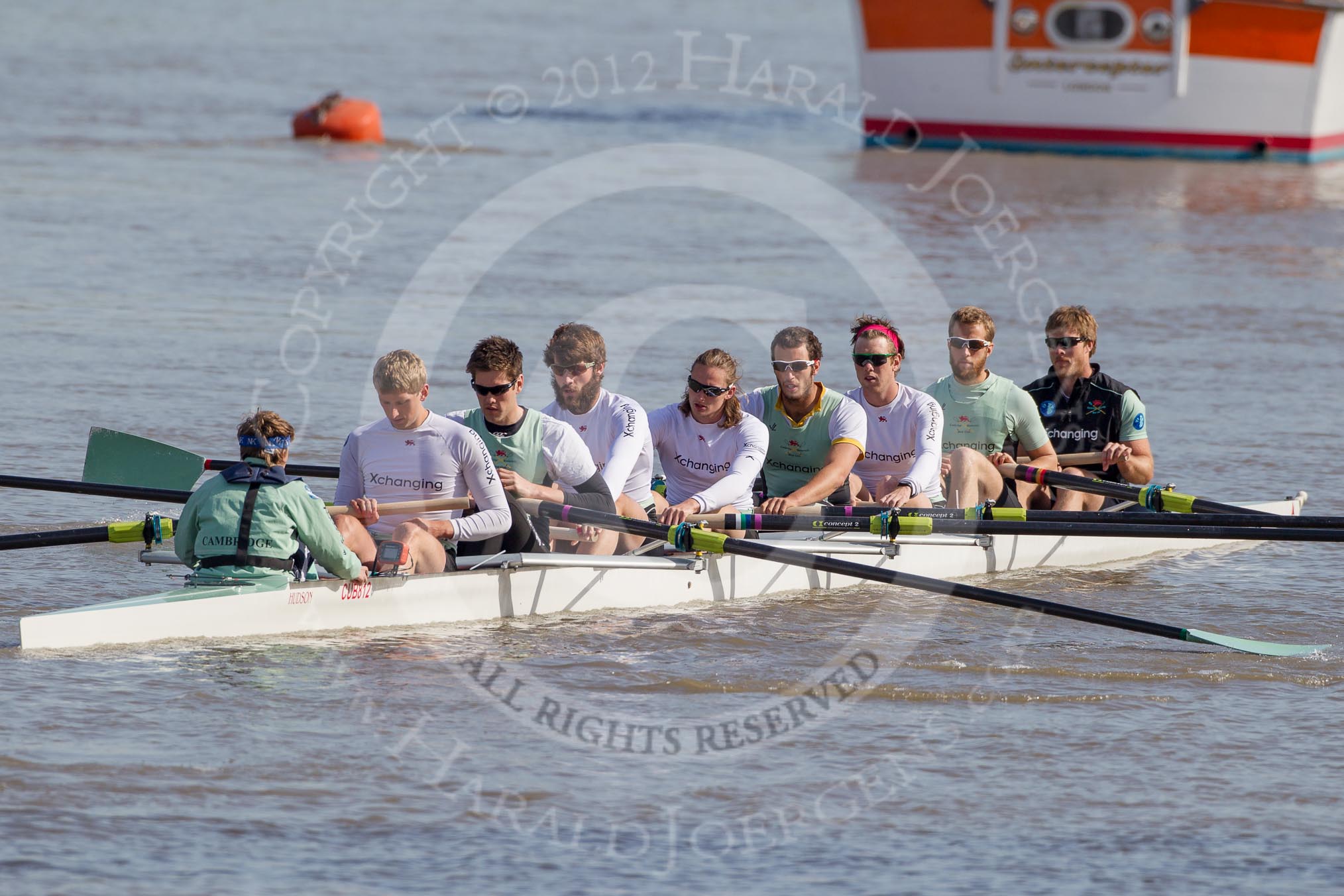 Photo 1203251443101D43429HaraldJoergens The Boat Race season 2012 - fixture CUBC vs Molesey BC: The CUBC Blue Boat getting ready to race Molesey BC - cox Ed Bosson, stroke Niles Garratt, Alexander Scharp, Steve Dudek, Mike Thorp, Alex Ross, Jack Lindeman, Moritz Schramm, and bow David Nelson..
on 25 March 2012 at 14:43, image #31