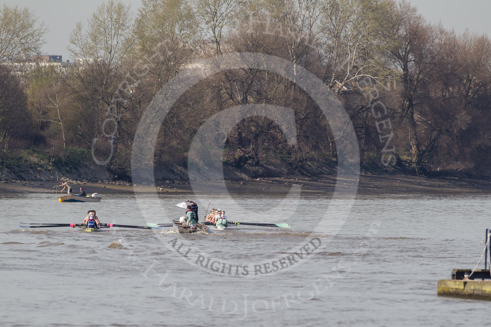 The Boat Race season 2012 - fixture CUBC vs Molesey BC: CUBC Goldie v Imperial fixture: The Imperial boat on the left, behind umpire Simon Harris..




on 25 March 2012 at 14:48, image #66
