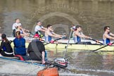 The Boat Race season 2012 - fixture CUBC vs Molesey BC: The Cambridge reserve boat Goldie racing Imperial BC: On the Cambridge side 7 seat Philip Williams, stroke Felix Wood and cox Sarah Smart, in the Imperial boat Alex Gillies, Adam Seward, Leo Carrington, and David Whiffin..




on 25 March 2012 at 14:46, image #54