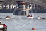 The Boat Race season 2012 - fixture CUBC vs Molesey BC: The start of the race, Molesey BC on the left, Cambridge Blue Boat on the right, behind umpire Boris Rankov..




on 25 March 2012 at 15:17, image #101