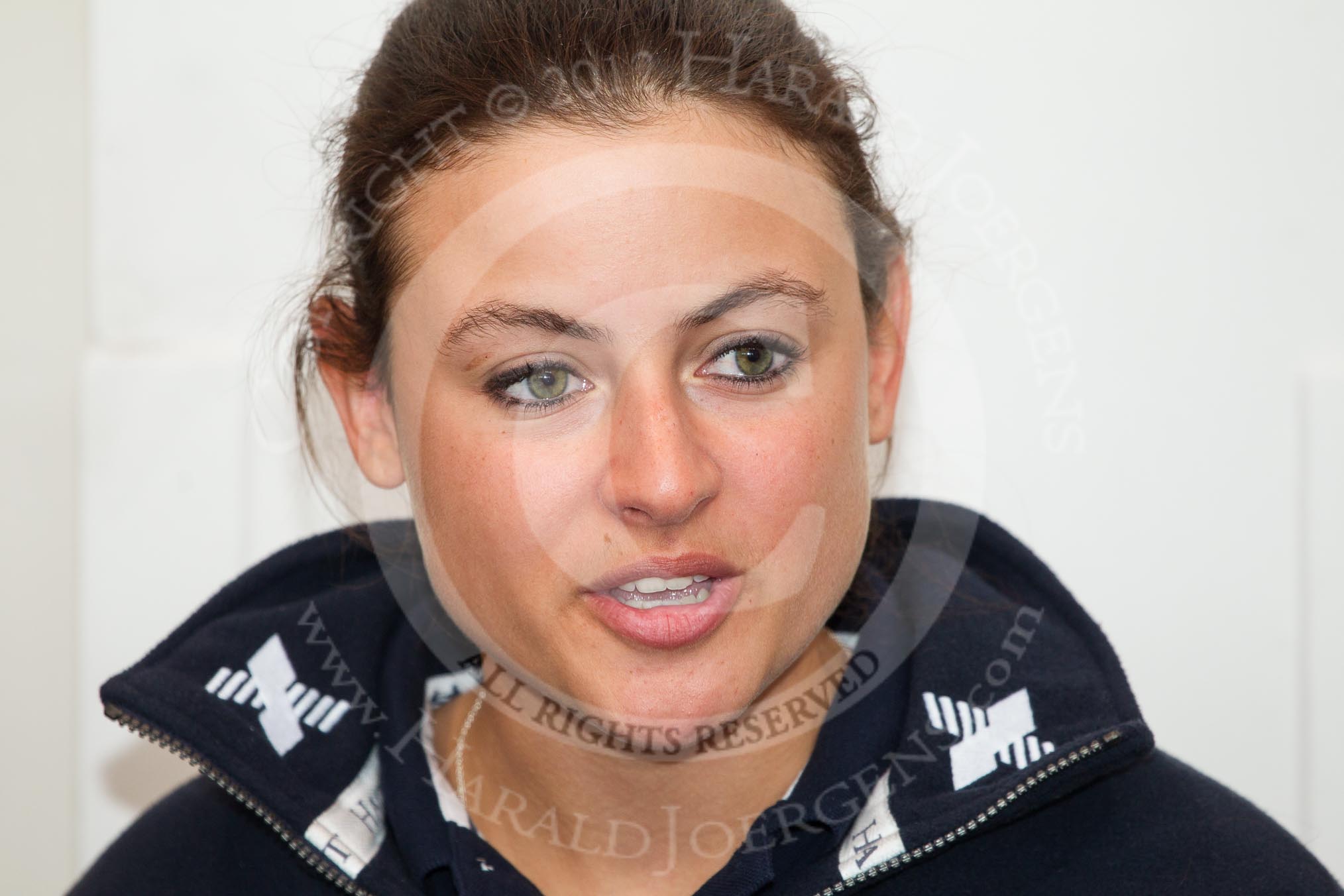 Oxford University Boat Club cox Zoe de Toledo during the press conference on April 5, 2012, at the BT Press Centre, two days before the 2012 Boat Race.