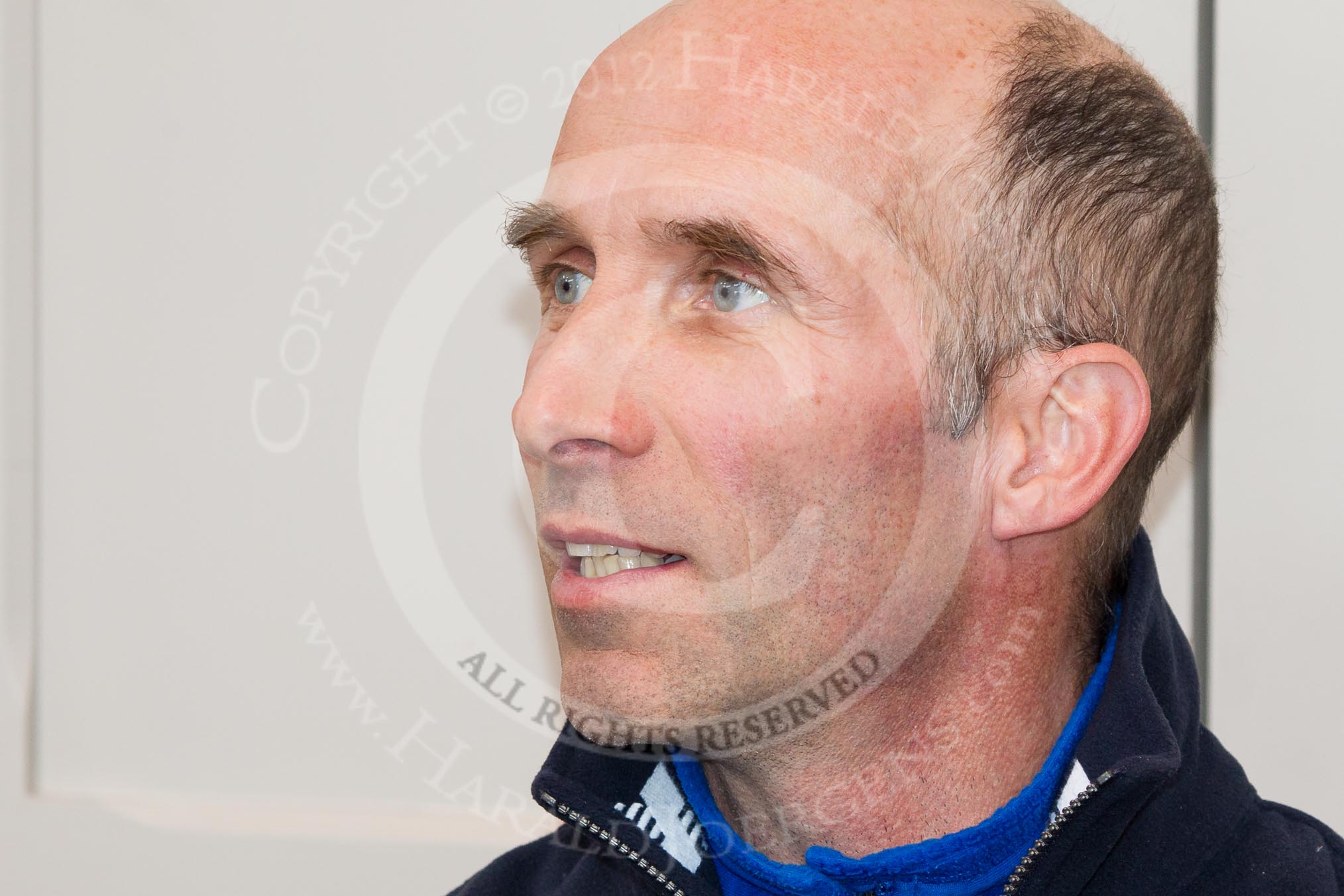 Oxford University Boat Club chief coach Sean Bowden during the press conference on April 5, 2012, at the BT Press Centre, two days before the 2012 Boat Race.