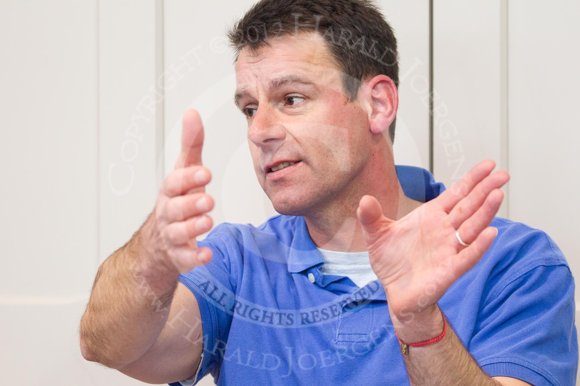 Boat Race umpire John Garret during the press conference on April 5 at the BBC Press Centre, two days before the 2012 Boat Race.