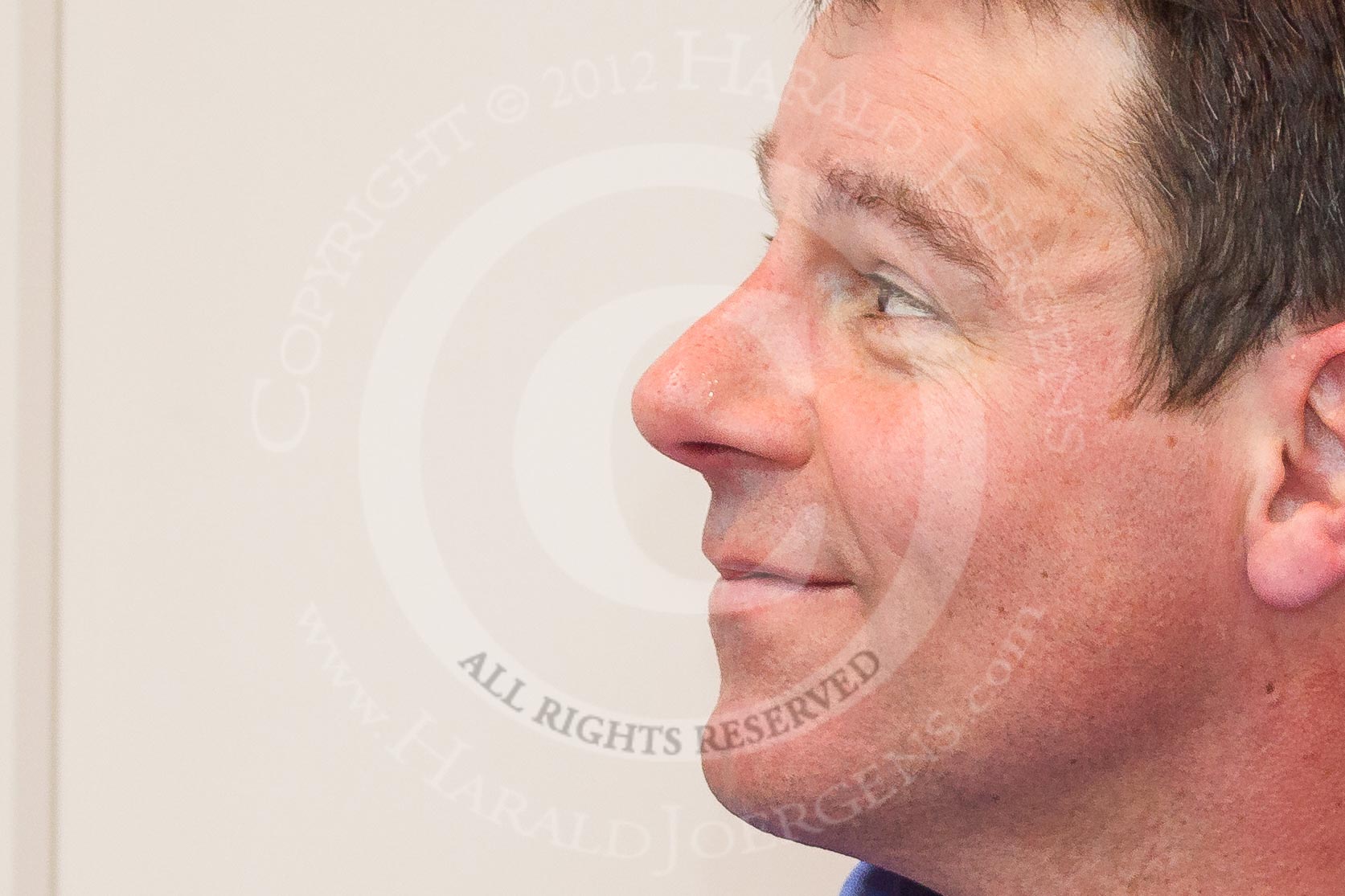 Boat Race umpire John Garret during the press conference on April 5 at the BBC Press Centre, two days before the 2012 Boat Race.