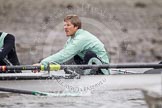 Cambridge University Boat Club bowman David Nelson during an outing on the River Thames, two days before the 2012 Boat Race.