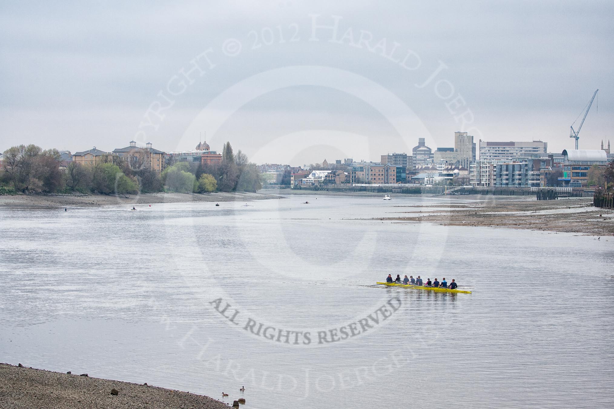 The Boat Race 2012: Setting the scene for the 2012 Boat Race:  The River Thames, seen in the direction of the Boat Race, at low tide. On the left the Harrods Repository..




on 07 April 2012 at 09:48, image #16