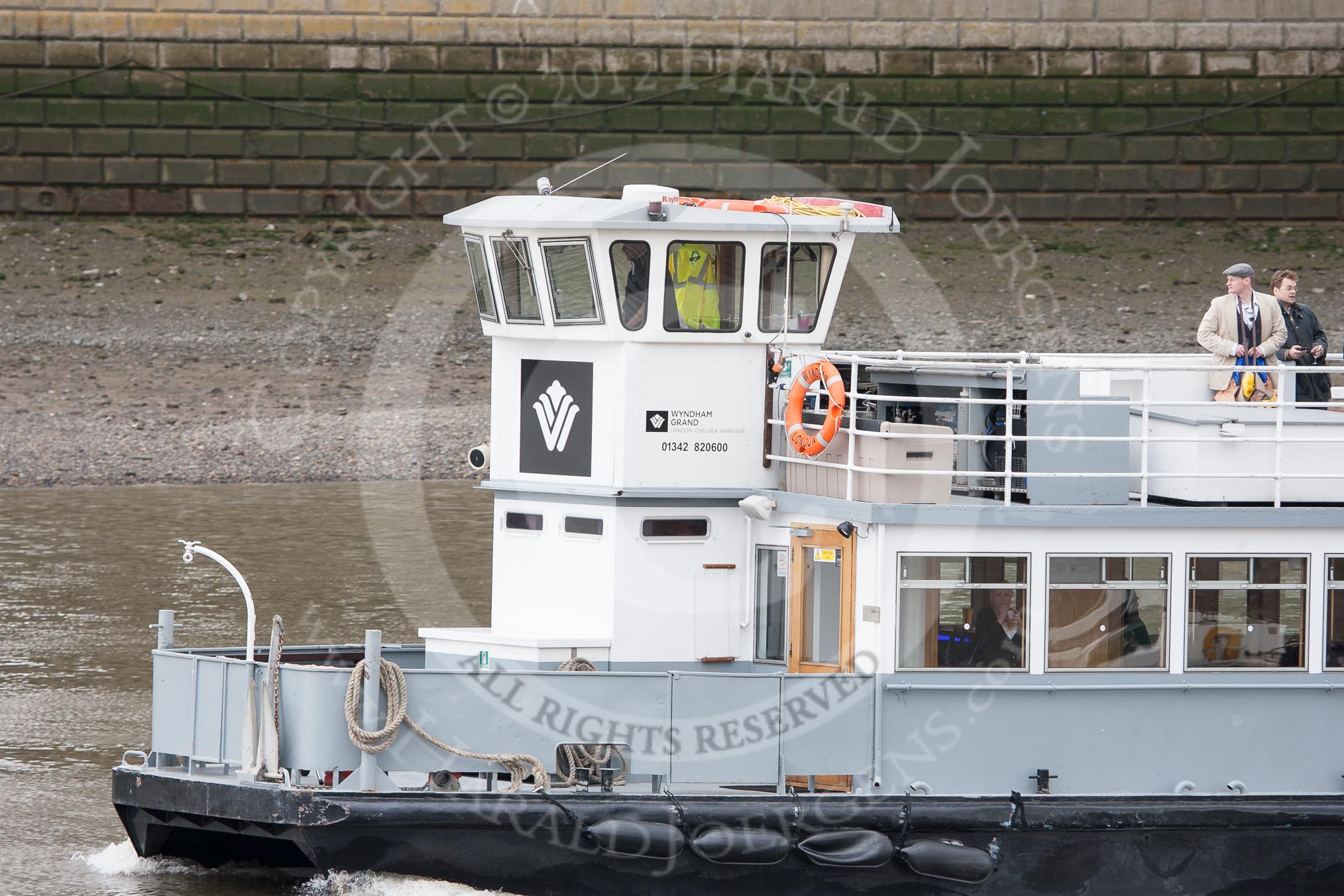 The Boat Race 2012: The Wyndham, a passenger boat from http://www.ThamesExecutiveCharters.com, carrying early spectators..




on 07 April 2012 at 11:23, image #18