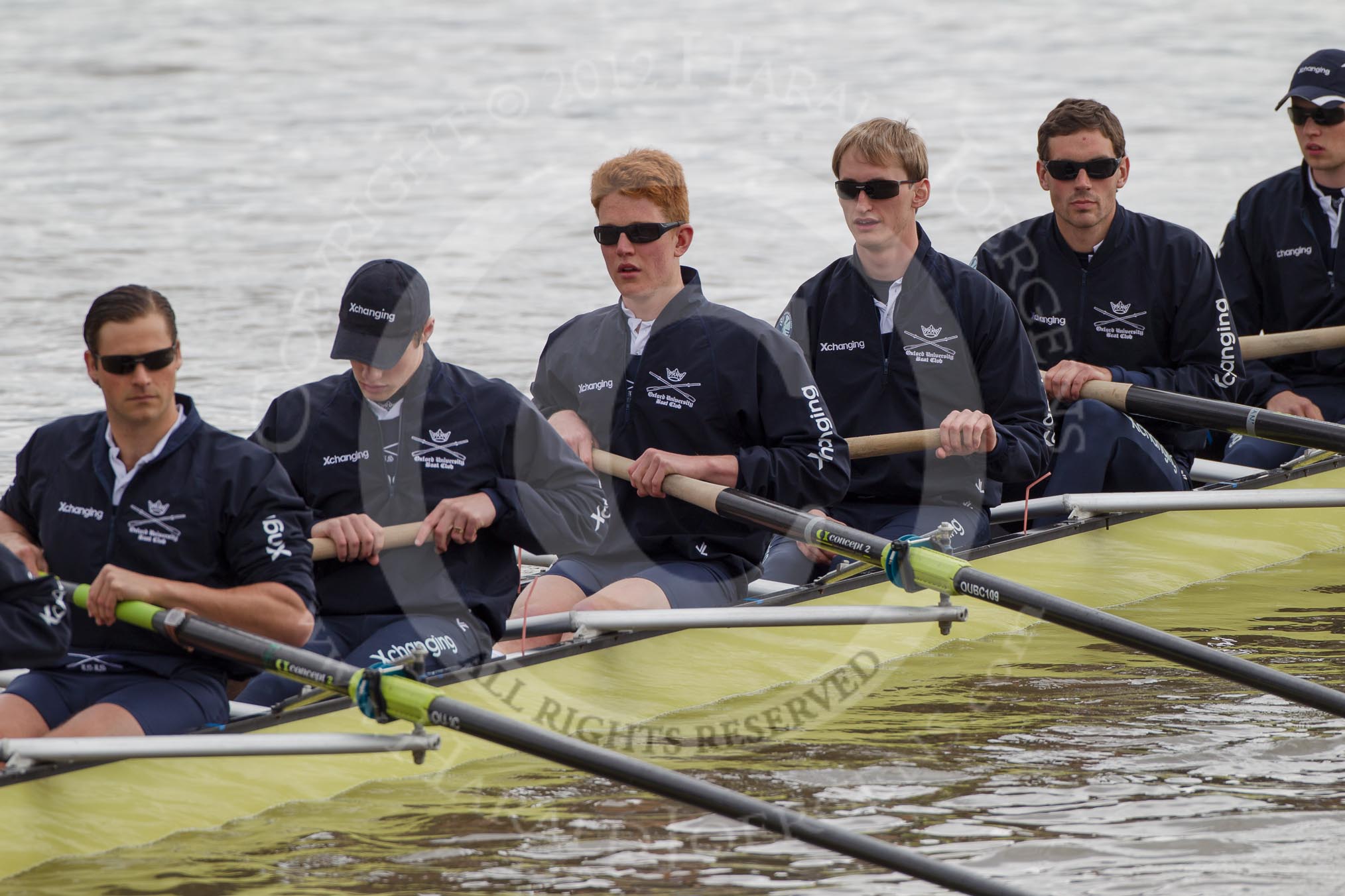 Photo 1204071306181D47586HaraldJoergens The Boat Race 2012: The ISIS crew getting ready for the Boat Race against the Cambridge reserve boat Goldie: Justin Webb, Geordie Macleod, Joseph Dawson, Ben Snodin, Julian Bubb-Humfryes, and Chris Fairweather..
on 07 April 2012 at 13:06, image #116