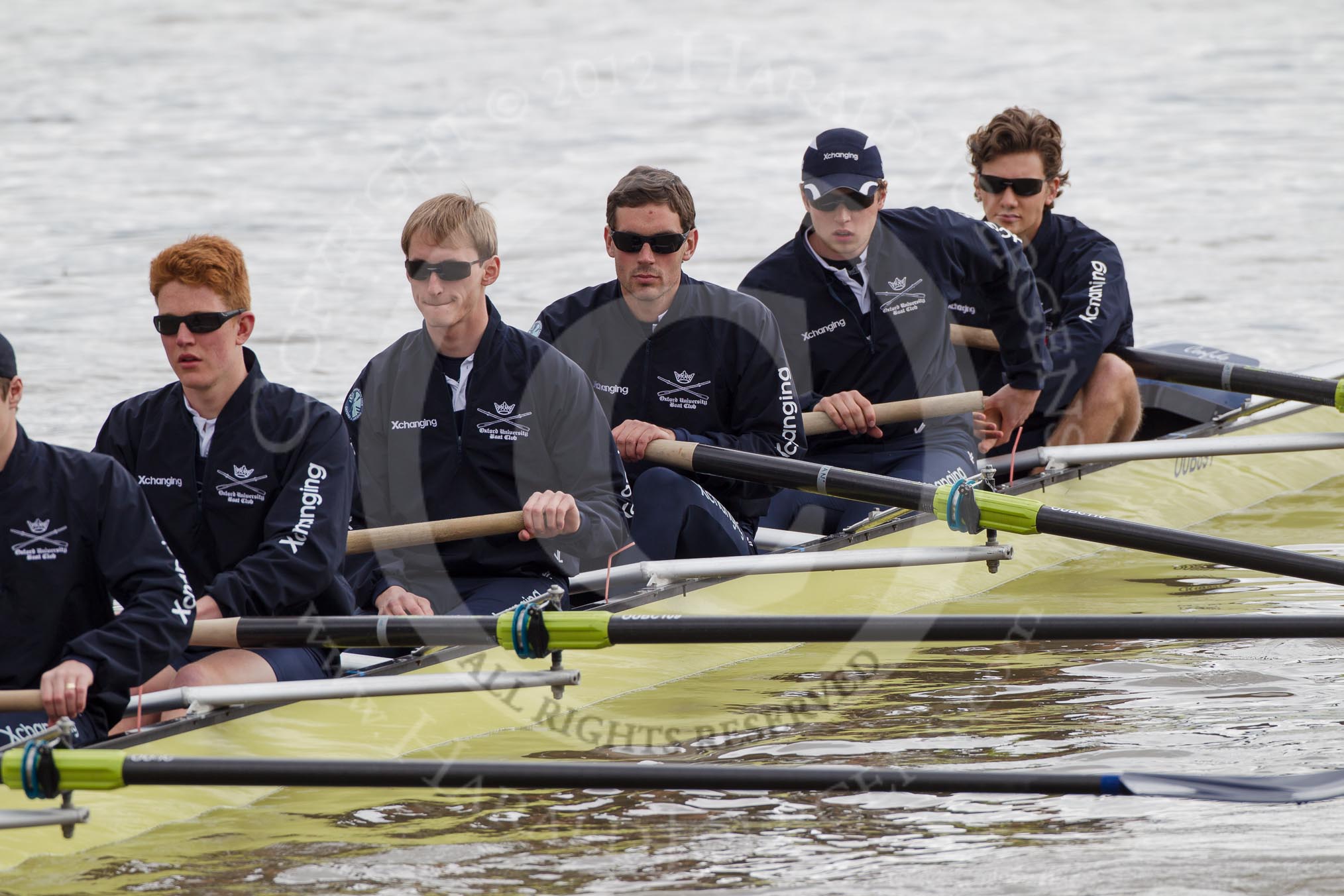 Photo 1204071306221D47590HaraldJoergens The Boat Race 2012: The ISIS crew getting ready for the Boat Race against the Cambridge reserve boat Goldie: Geordie Macleod, Joseph Dawson, Ben Snodin, Julian Bubb-Humfryes, Chris Fairweather, and bow Thomas Hilton..
on 07 April 2012 at 13:06, image #117