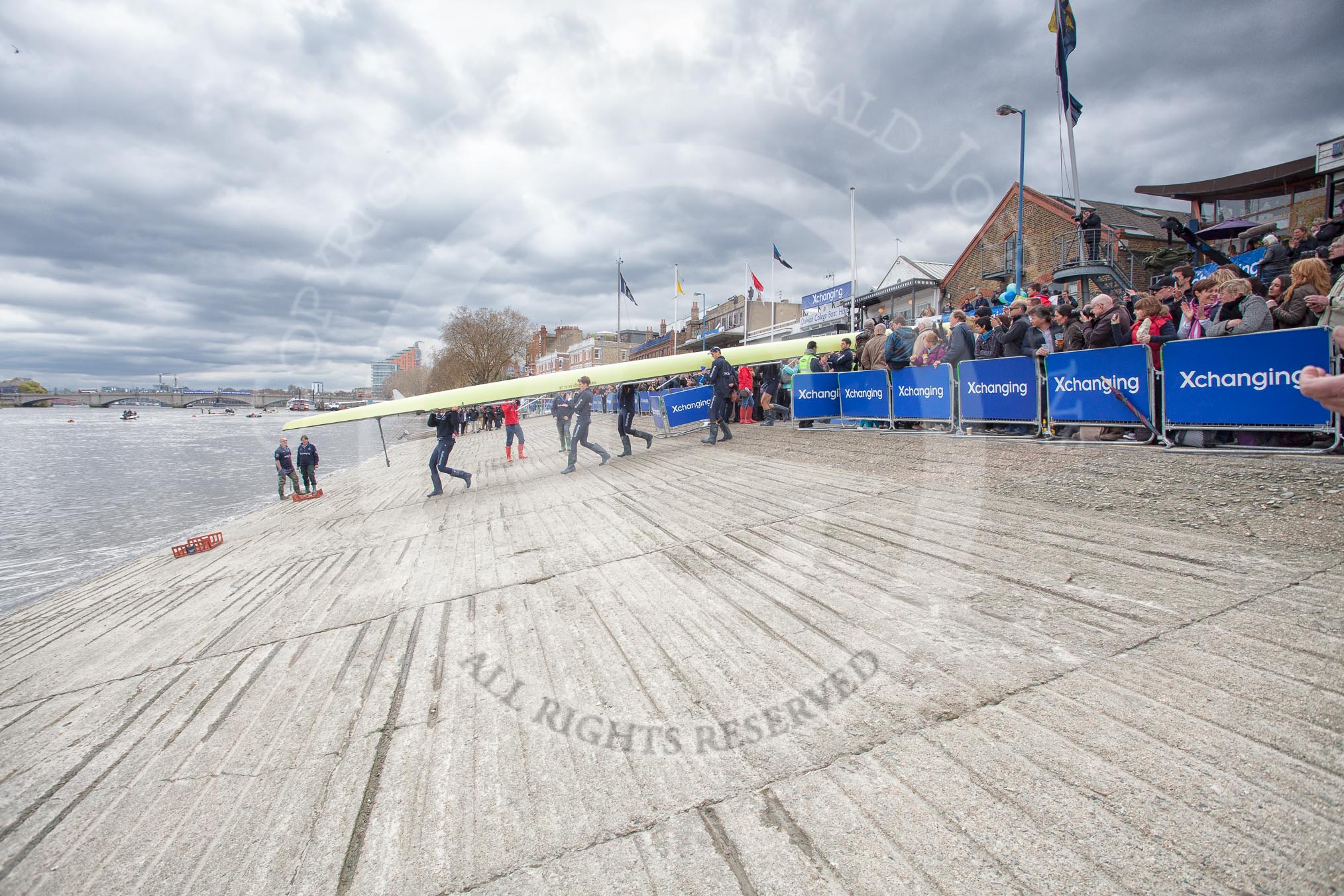 The Boat Race 2012: The Oxford Blue Boat carried to the Thames for the Boat Race, during the presentation of the OUBC squad..




on 07 April 2012 at 13:24, image #127