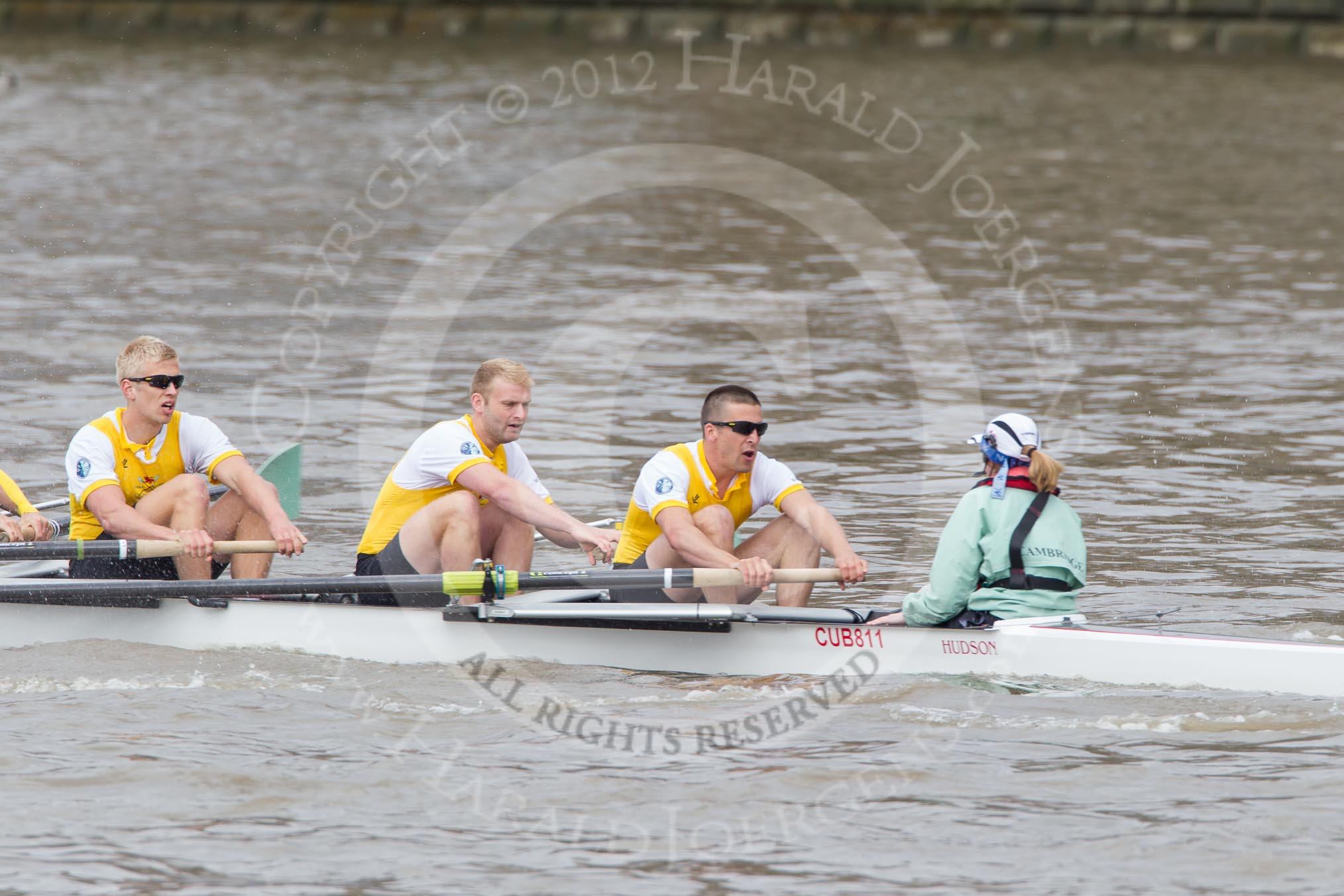 The Boat Race 2012: The Goldie/Isis Boat Race:  Joel Jennings, Philip Williams, stroke Felix Wood, and cox Sarah Smart in Goldie, the Cambridge reserve boat..




on 07 April 2012 at 13:46, image #175