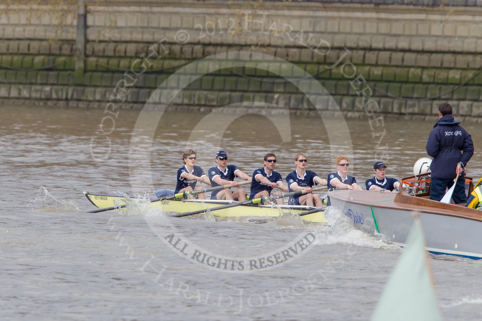 The Boat Race 2012: The Goldie/Isis Boat Race: Isis in the lead, with bow Thomas Hilton, Chris Fairweather, Julian Bubb-Humfryes, Ben Snodin, Joseph Dawson, Geordie Macleod, Justin Webb, stroke Tom Watson, cox Katherine Apfelbaum, behind umpire Richard Phelp..




on 07 April 2012 at 13:47, image #177