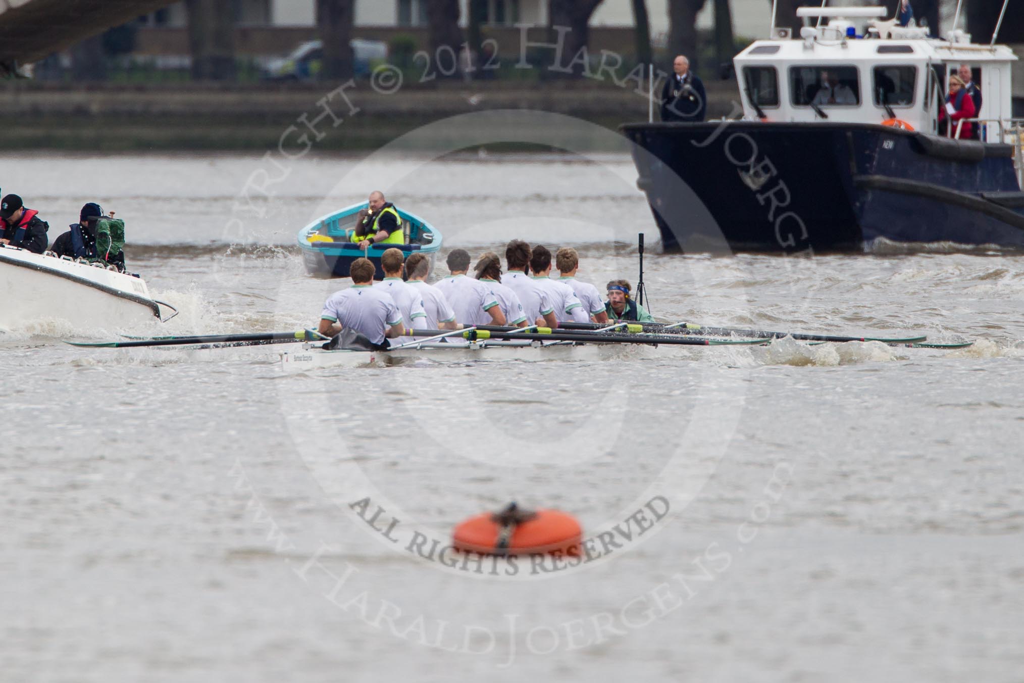 The Boat Race 2012: The start of the 2012 Boat Race. The Cambridge Blue Boat has just been released from the stake boat behind..




on 07 April 2012 at 14:16, image #223