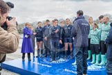 The Boat Race 2012: The Oxford University Isis squad, on the left, and the Cambridge Goldie squad, at the toss of the coin. On the left BBC presenter Clare Balding..




on 07 April 2012 at 12:20, image #40