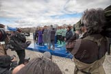 The Boat Race 2012: Setting the scene for the 2012 Boat Race:  The Oxford and Cambridge Blue Boat squads at the toss of the coin. In front of the Boat Race trophy umpire John Garret, OUBC president Kark Hudpith and CUBC president David Nelson, on the left BBC presenter Clare Balding..




on 07 April 2012 at 12:32, image #52