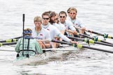 The Boat Race 2012: The Cambridge Blue Boat on the way to the start of the 2012 Boat Race. Cox Ed Bosson, stroke Niles Garratt, Alexander Scharp, Steve Dudek, Mike Thorp, Alex Ross, Jack Lindeman, Moritz Schramm, and bow David Nelson..




on 07 April 2012 at 13:33, image #145