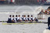 The Boat Race 2012: The Oxford Blue Boat shortly after the start of the 2012 Boat Race, followed by a flotilla of boats. Bow Dr. Alexander Woods, 2 William Zeng, 3 Kevin Baum, 4 Alexander Davidson, 5 Karl Hudspith, 6 Dr. Hanno Wienhausen, 7 Dan Harvey, stroke Roel Haen, and cox Zoe de Toledo..




on 07 April 2012 at 14:16, image #226