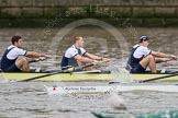 The Boat Race 2012: The Oxford Blue Boat shortly after the start of the 2012 Boat Race, with the Cambridge Blue Boat, in front, getting closer. 3 seat Kevin Baum, Alex Davidson, and Karl Hudspith..




on 07 April 2012 at 14:16, image #257