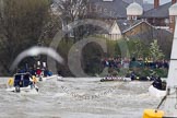 The Boat Race 2012: The 2012 Boat Race, with the boats approaching the Mile Post: The Cambridge Blue Boat on the left, nearly covered by the boat of the umpire, and the Oxford Blue Boat on the right..




on 07 April 2012 at 14:18, image #289