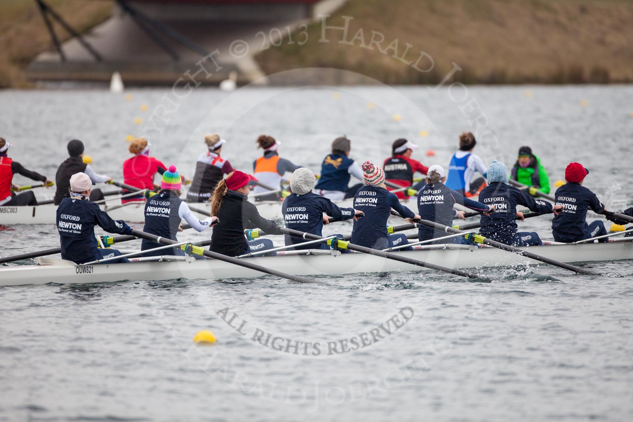The Boat Race season 2013 - fixture OUWBC vs Molesey BC: OUWBC (Mariann Novak, Alice Carrington-Windo, Mary Foord Weston, Joanna Lee, Amy Varney, Harriet Keane, Anastasia Chitty, Maxie Scheske, Sophie Shawdon) v Molesey BC (Nel Castle-Smith, Elly Blackwell, Olivia Marshall, Catie Sharrod, Karen Bennett, Amelda Gare, Gabby Rodriguez, Sam Fowler, Helen Arbuthnot)..
Dorney Lake,
Dorney, Windsor,
Berkshire,
United Kingdom,
on 24 February 2013 at 11:44, image #64