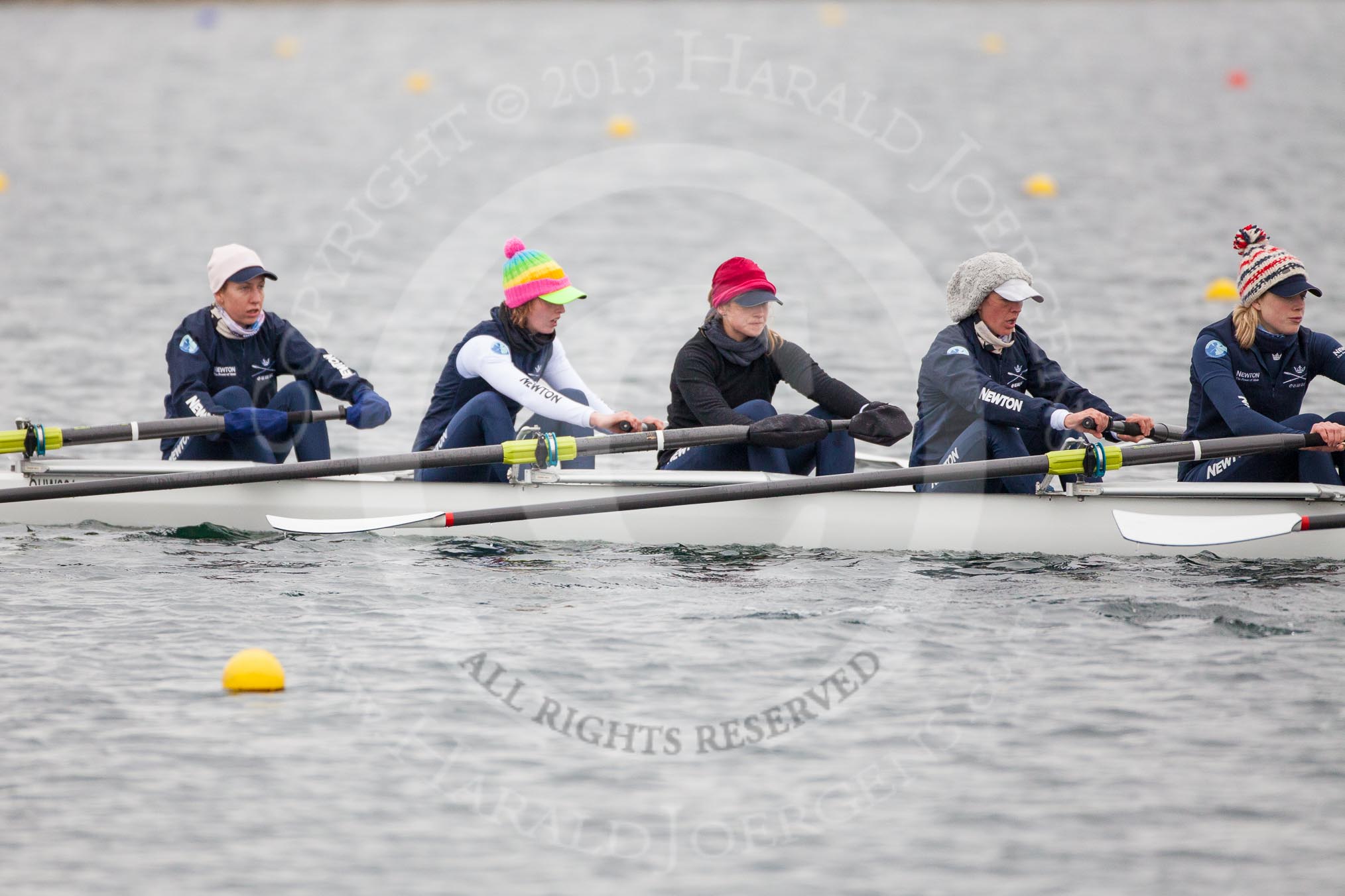 The Boat Race season 2013 - fixture OUWBC vs Molesey BC: OUWBC bow, Mariann Novak, two, Alice Carrington-Windo, three, Mary Foord Weston, four, Joanna Lee, and five , Amy Varney..
Dorney Lake,
Dorney, Windsor,
Berkshire,
United Kingdom,
on 24 February 2013 at 11:45, image #75