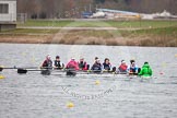 The Boat Race season 2013 - fixture OUWBC vs Molesey BC: The Molesley BC Eight: Bow-Nel Castle-Smith, two-Elly Blackwell, three-Olivia Marshall, four-Catie Sharrod, five-Karen Bennett, six-Amelda Gare, seven-Gabby Rodriguez, stroke-Sam Fowler, cox-Helen Arbuthnot..
Dorney Lake,
Dorney, Windsor,
Berkshire,
United Kingdom,
on 24 February 2013 at 11:45, image #85