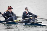 The Boat Race season 2013 - fixture OUWBC vs Molesey BC: OUWBC's Emily Chittock and stroke Hannah Ledbury on a very cold morning at Dorney Lake..
Dorney Lake,
Dorney, Windsor,
Berkshire,
United Kingdom,
on 24 February 2013 at 12:15, image #124