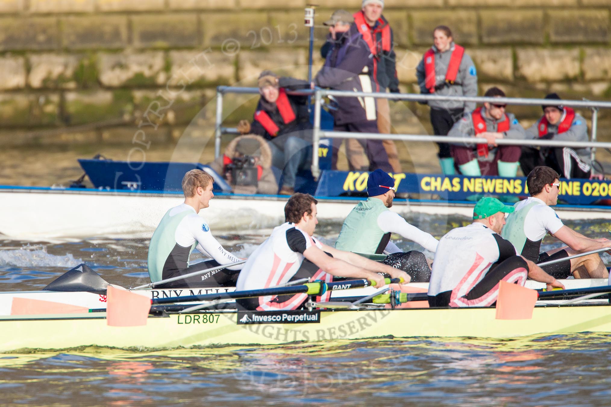 The Boat Race season 2013 - fixture CUBC vs Leander.
River Thames Tideway between Putney Bridge and Mortlake,
London SW15,

United Kingdom,
on 02 March 2013 at 15:58, image #115