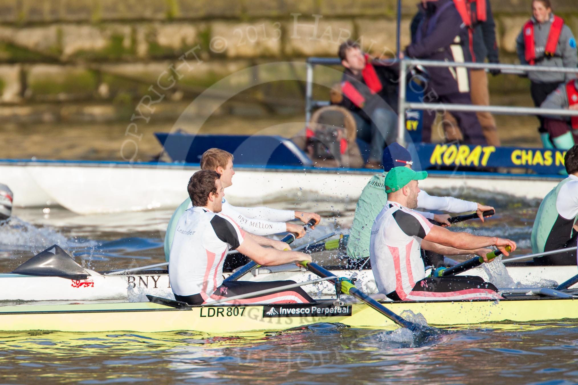 The Boat Race season 2013 - fixture CUBC vs Leander.
River Thames Tideway between Putney Bridge and Mortlake,
London SW15,

United Kingdom,
on 02 March 2013 at 15:58, image #116