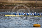 The Boat Race season 2013 - fixture CUBC vs Leander: Goldie vs Imperial BC shortly after the start of their fixture - Imperial in the lead, Cambridge on the right, and out of the frame..
River Thames Tideway between Putney Bridge and Mortlake,
London SW15,

United Kingdom,
on 02 March 2013 at 15:23, image #29
