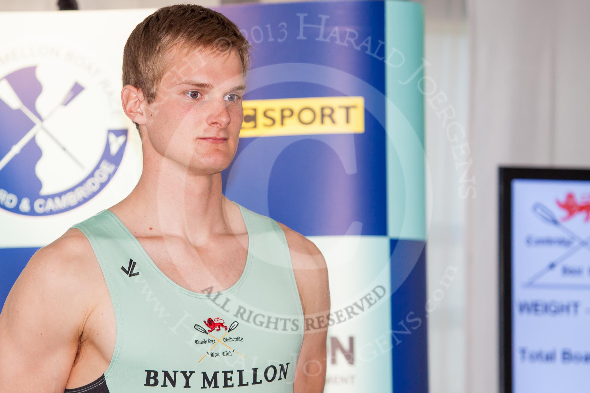 The Boat Race season 2013 - Crew Announcement and Weigh In: The crew for the men's 2013 Boat Race: In the Cambridge bow seat Grant Wilson – 90.0kg..
BNY Mellon Centre,
London EC4V 4LA,

United Kingdom,
on 04 March 2013 at 10:27, image #47