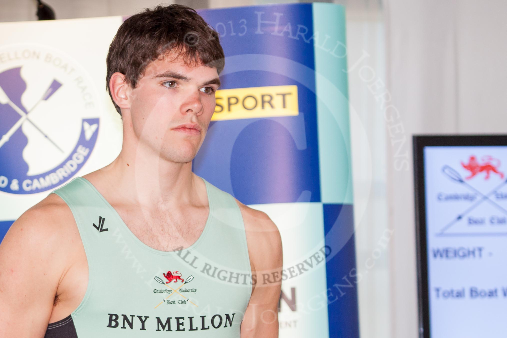 The Boat Race season 2013 - Crew Announcement and Weigh In: The crew for the men's 2013 Boat Race: In the Cambridge three seat Alex Fleming – 97.4kg..
BNY Mellon Centre,
London EC4V 4LA,

United Kingdom,
on 04 March 2013 at 10:28, image #52