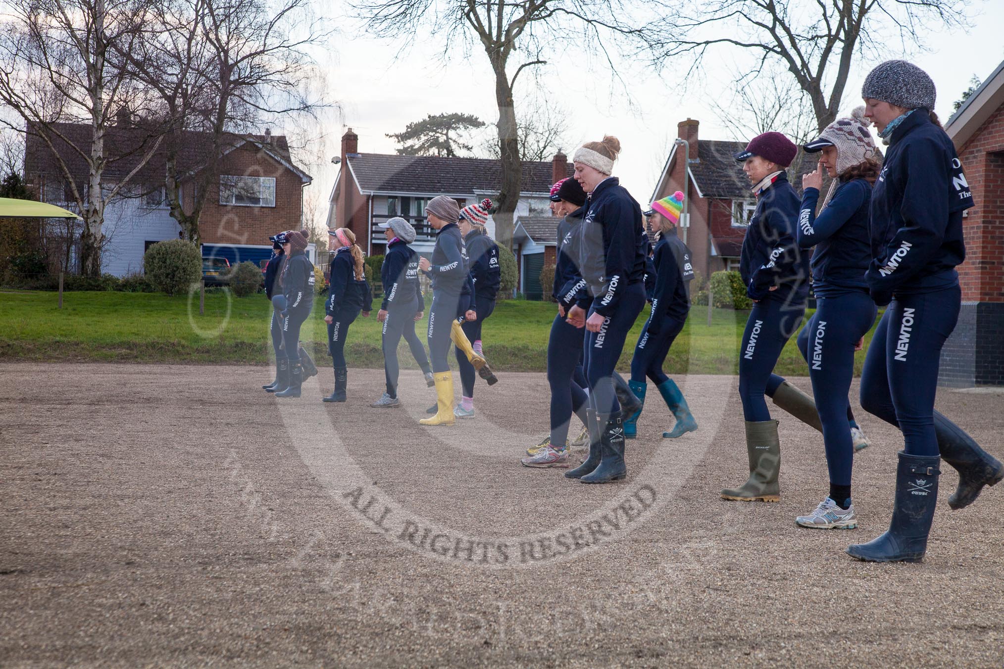 The Boat Race season 2013 - OUWBC training: OUWBC's Blue Boat and reserve boat crews warming up for a training session..
Fleming Boathouse,
Wallingford,
Oxfordshire,
United Kingdom,
on 13 March 2013 at 16:45, image #13