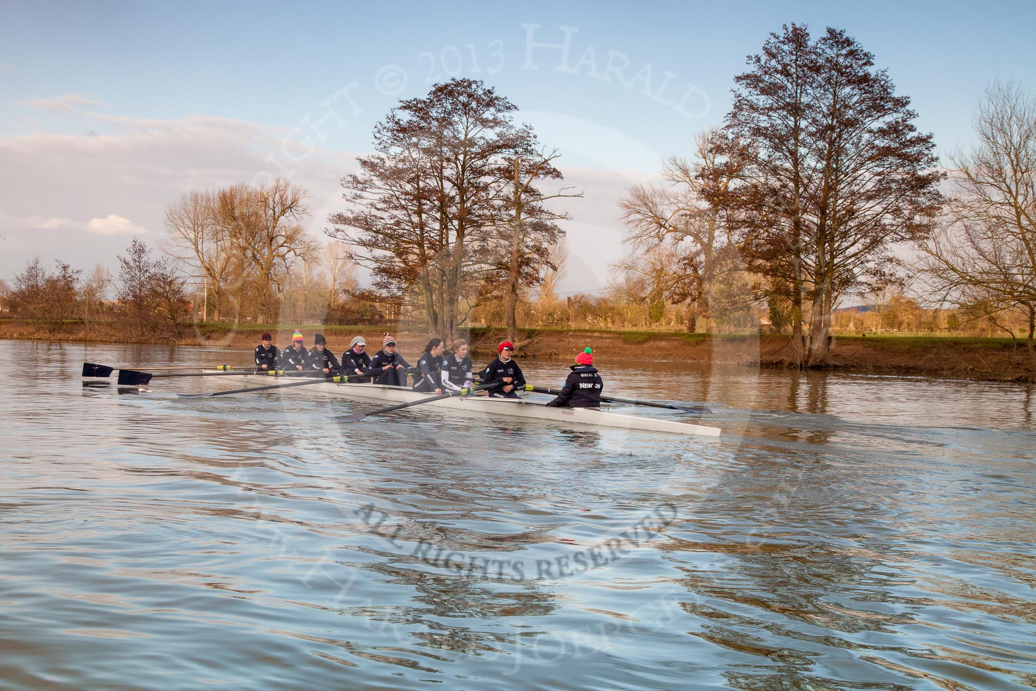 The Boat Race season 2013 - OUWBC training: The OUWBC Blue Boat on the Upper Thames near Wallingford..
Fleming Boathouse,
Wallingford,
Oxfordshire,
United Kingdom,
on 13 March 2013 at 16:51, image #30